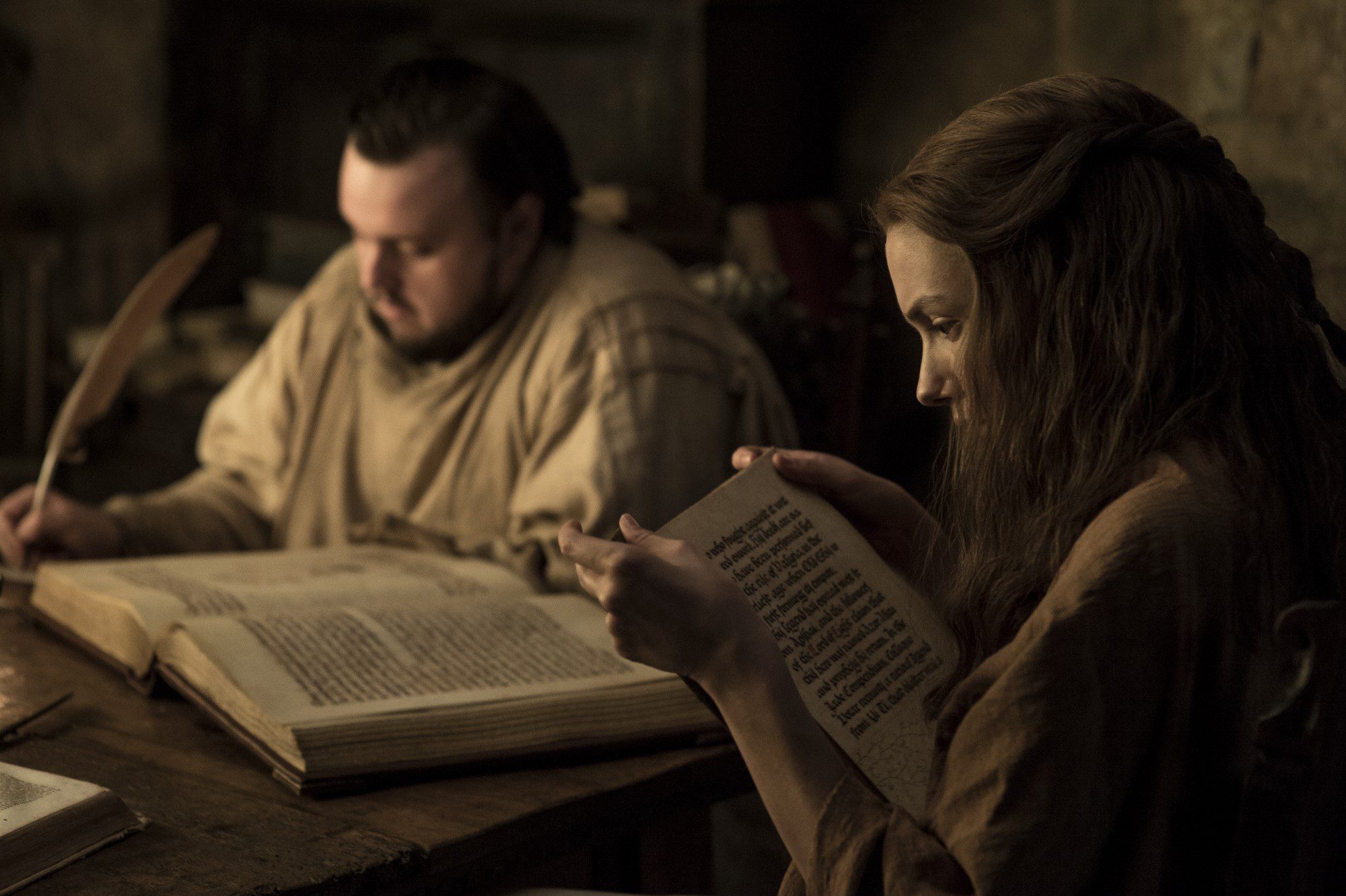 Sam Tarly y Gilly leen libros de la Ciudadela