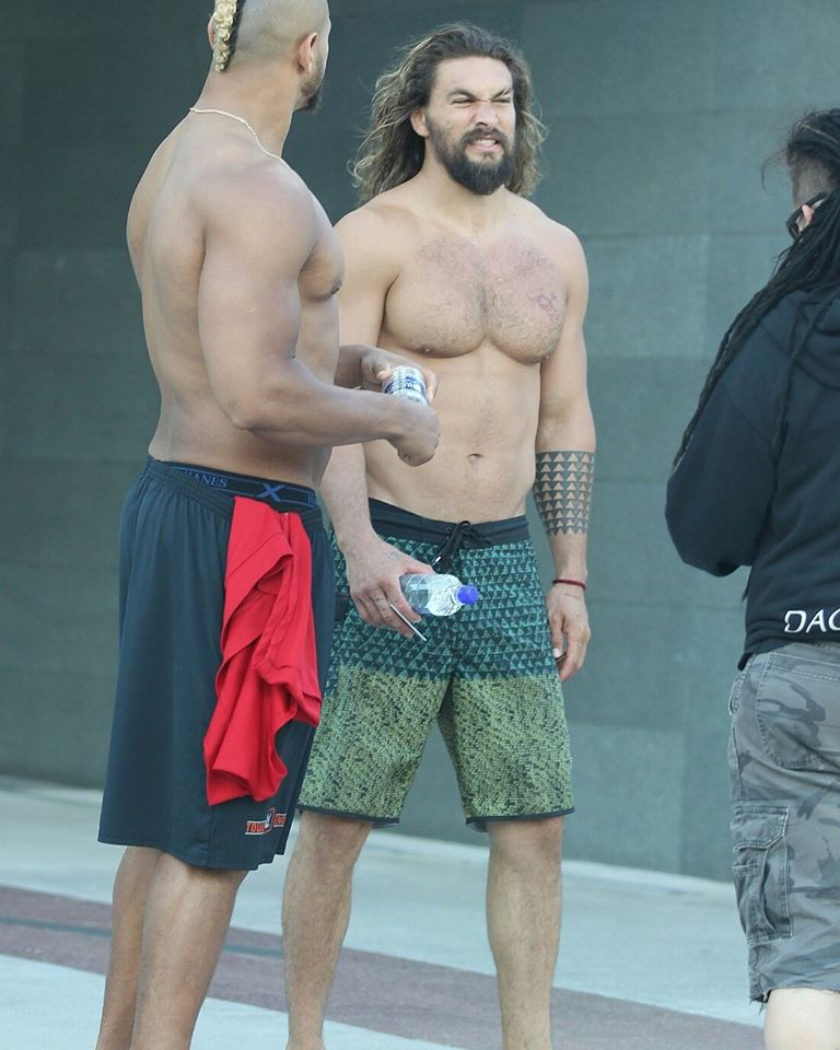 Jason Momoa en el set de 'Aquaman'