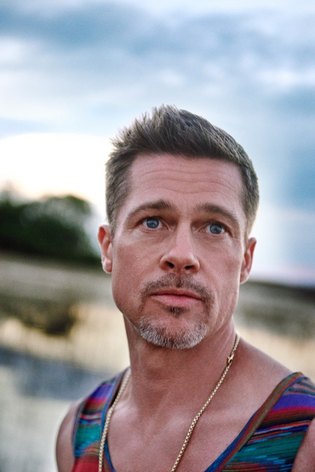 Brad Pitt mirando al horizonte