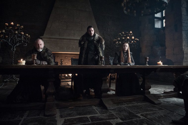 Ser Davos, Jon Snow y Sansa Stark