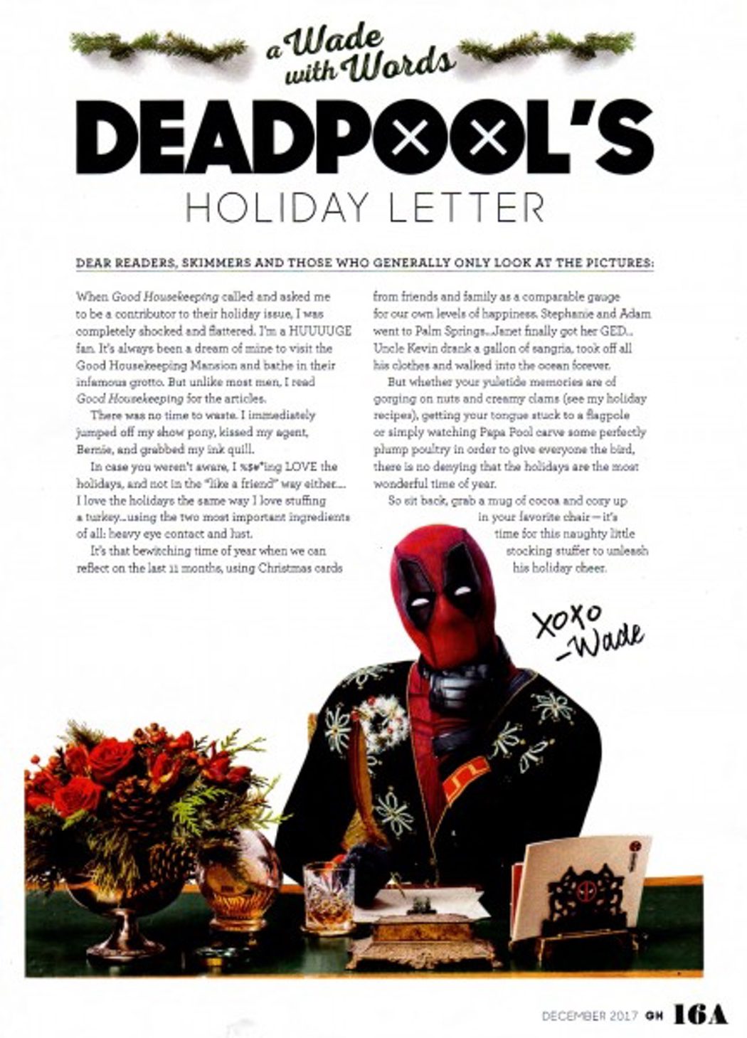 Carta de 'Deadpool' en la revista Good Housekeeping