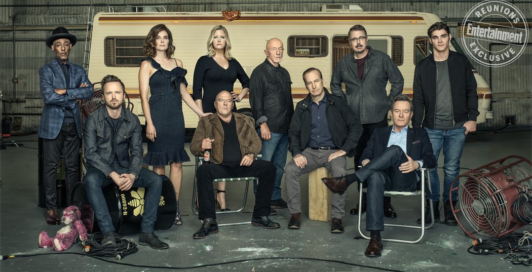 El reparto principal al completo de Breaking Bad