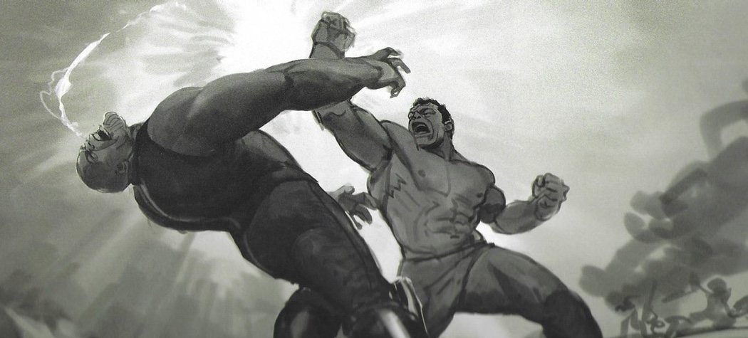 Hulk golpeando a Thanos