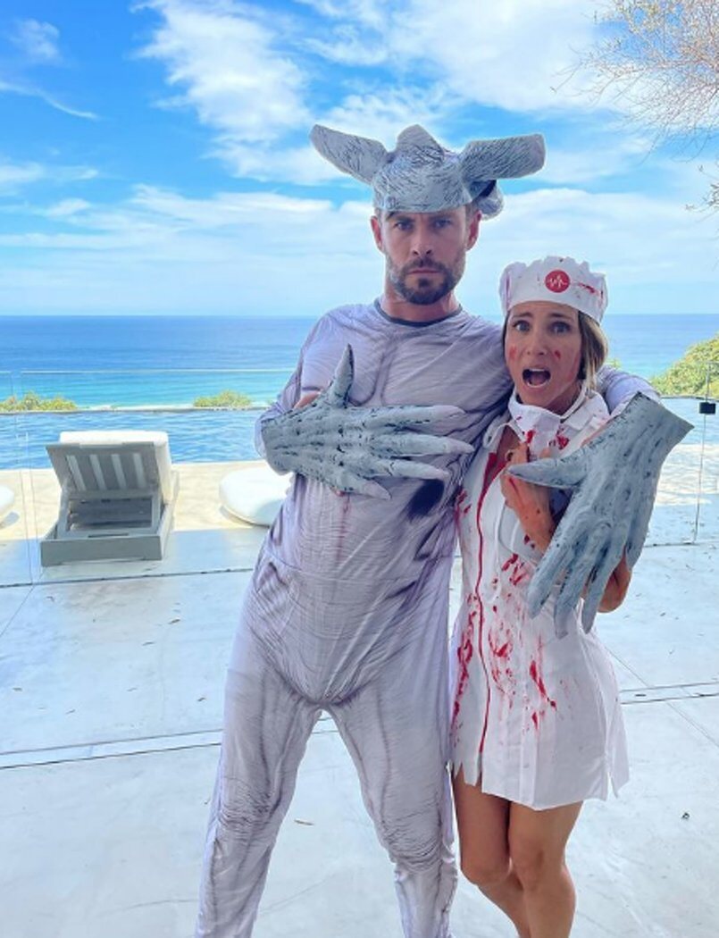 Elsa Pataky y Chris Hemsworth de enfermera sangrienta y Demogorgon