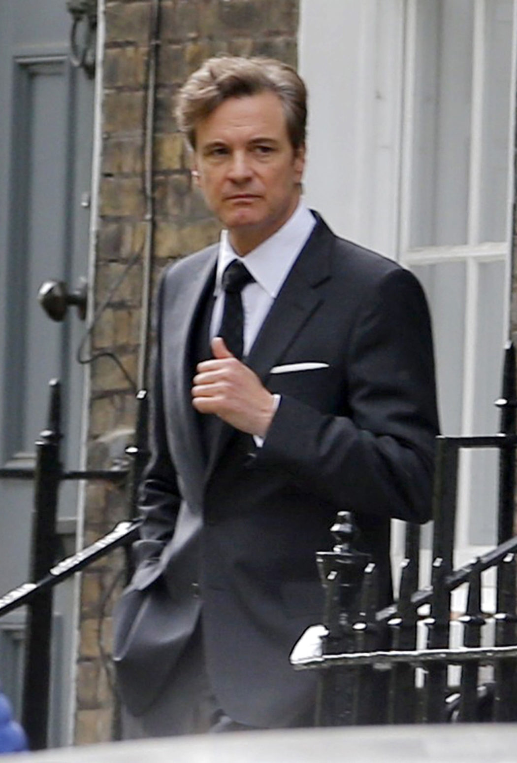 Colin Firth en el set de rodaje de 'Bridget Jones's Baby'