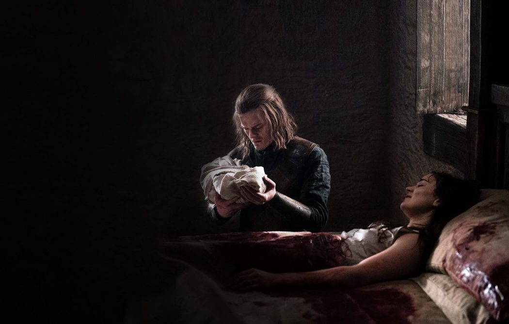 Lyanna Stark con Ned Stark y Jon Nieve