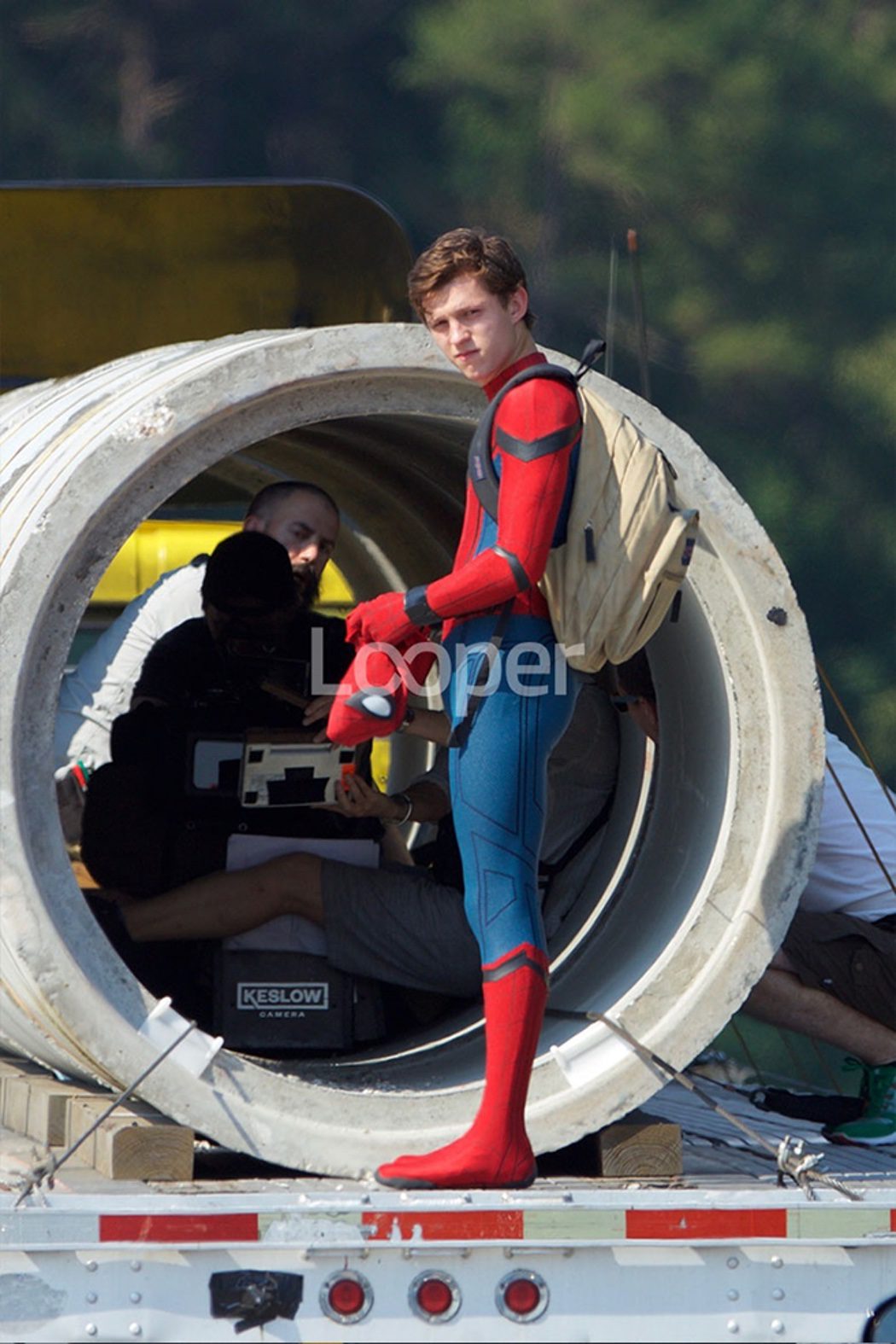 Tom Holland en una escena de acción de 'Spider-Man: Homecoming'