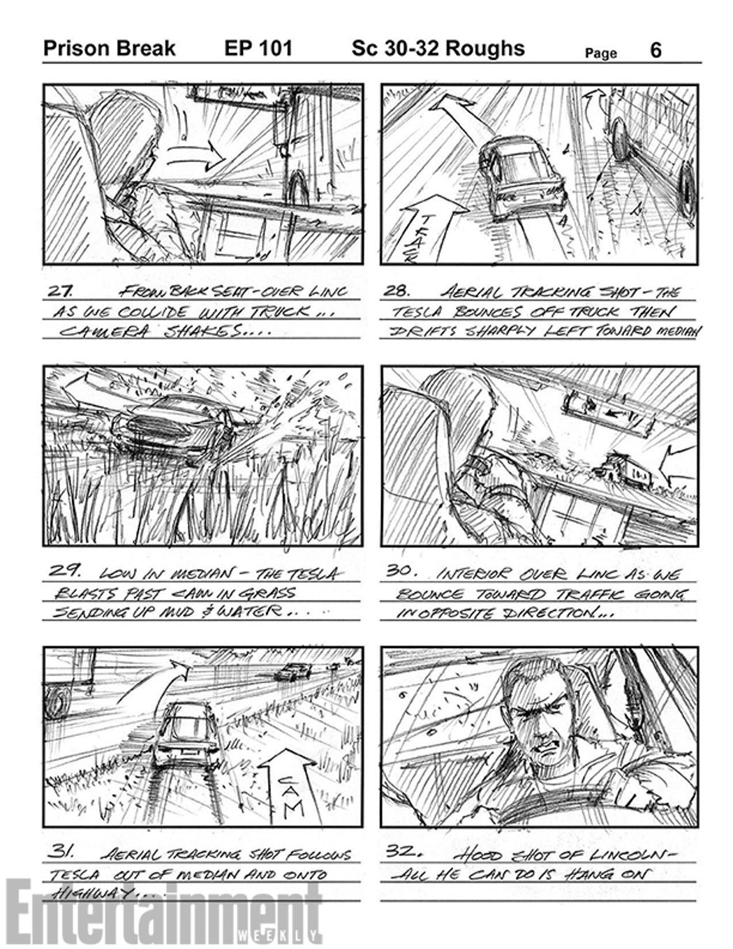 Storyboard de la primera escena del regreso de 'Prison Break'